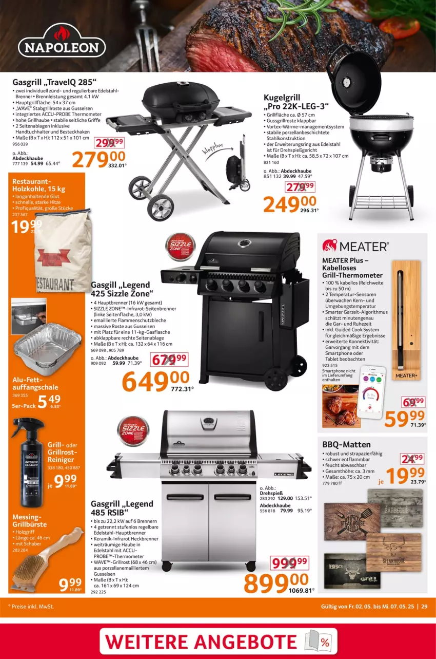 Aktueller Prospekt Selgros - Non Food - von 02.05 bis 07.05.2025 - strona 29 - produkty: abdeckhaube, ACC, besteck, edelstahl, eis, flasche, gasgrill, grill, grillfläche, grillrost, handtuch, Handtuchhalter, Kugel, kugelgrill, lamm, LG, ring, rum, rwe, smartphone, tablet, thermometer, Ti, tuc
