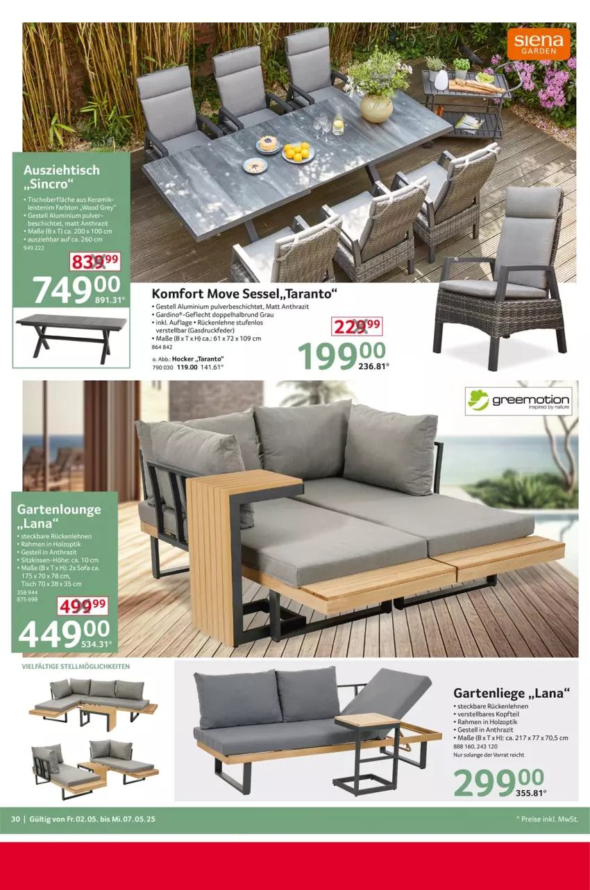 Aktueller Prospekt Selgros - Non Food - von 02.05 bis 07.05.2025 - strona 30 - produkty: Garten, gartenliege, greemotion, hocker, Holz, Liege, natur, rückenlehne, sessel, Ti