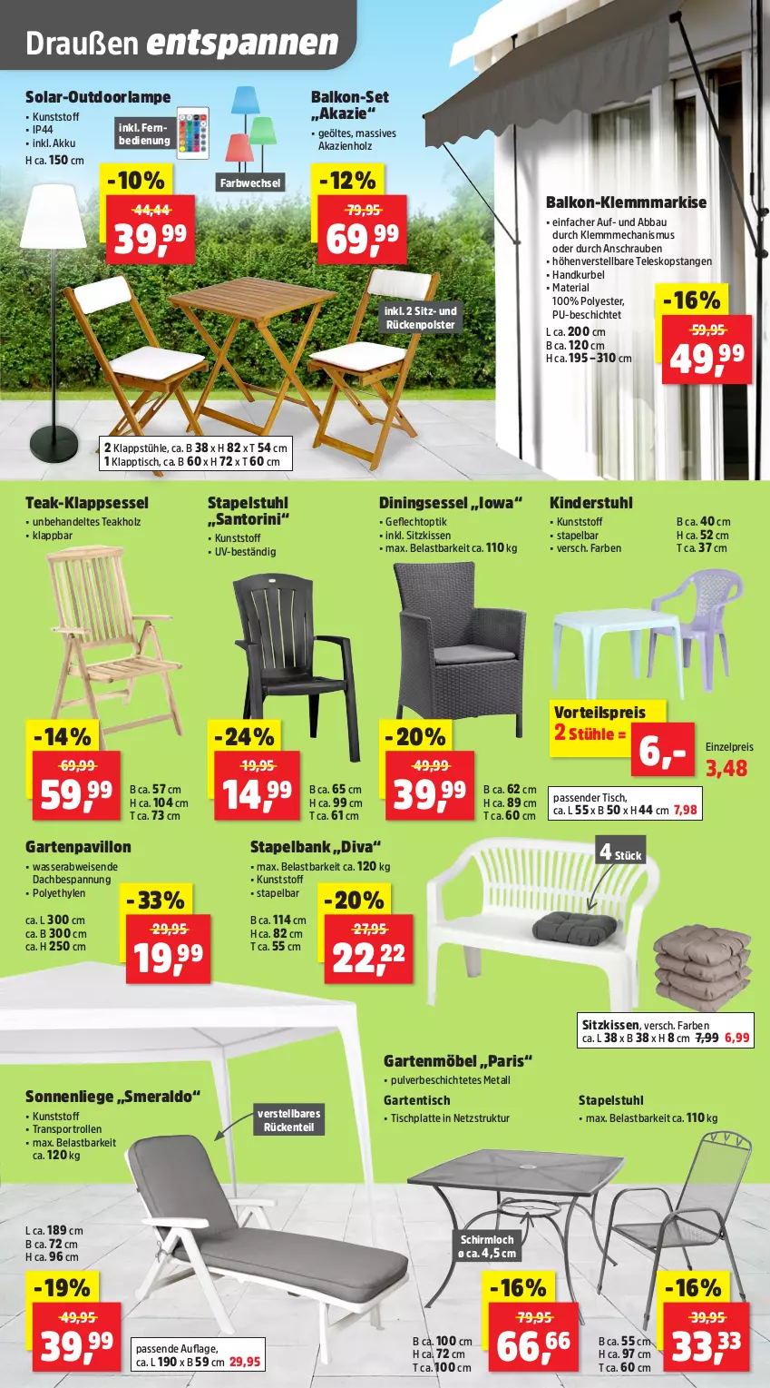 Aktueller Prospekt Thomas Philipps - von 14.07 bis 19.07.2025 - strona 3 - produkty: Abba, akku, Bank, Bau, eis, ente, fernbedienung, Garten, gartenmöbel, gartentisch, Holz, HP, Kinder, kissen, klappsessel, Klappstühl, klapptisch, Klemmmarkise, Lampe, latte, Liege, möbel, ndk, pavillon, reis, Ria, schrauben, sessel, sitzkissen, sonnenliege, Sport, stapelstuhl, Stühl, stuhl, Teleskop, Ti, tisch, tischplatte, vorteilspreis, wasser