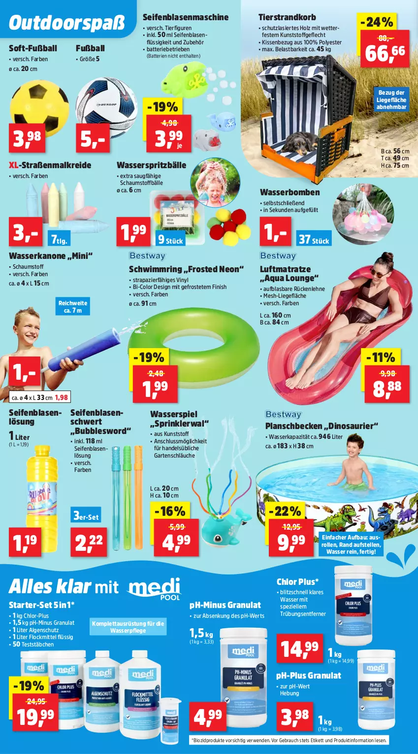 Aktueller Prospekt Thomas Philipps - von 14.07 bis 19.07.2025 - strona 4 - produkty: aqua, ball, batterie, batterien, Bau, bio, biozidprodukte, elle, Finish, Fußball, Garten, Holz, kissen, Kissenbezug, korb, Kreide, kunststoffgeflecht, LG, Liege, luftmatratze, matratze, ndk, planschbecken, Rauch, ring, rückenlehne, rwe, schläuche, schwimmring, Seife, senf, Spezi, strandkorb, Ti, wasser, wasserbomben