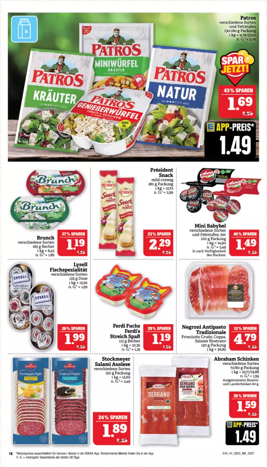 Aktueller Prospekt Marktkauf - Prospekt - von 29.10 bis 04.11.2023 - strona 18 - produkty: aktionspreis, auer, babybel, Bau, Bauer, Becher, deka, eis, ferdi fuchs, fisch, landschinken, lysell, mini babybel, nuss, prosciutto, prosciutto crudo, reis, salami, schinken, snack, Spezi, stockmeyer, Ti, tradizionale, würfel, ZTE