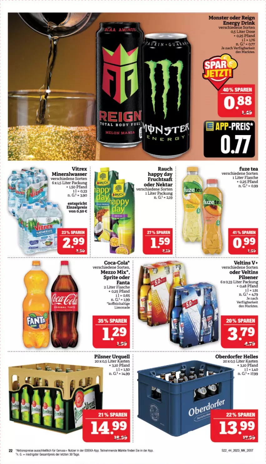 Aktueller Prospekt Marktkauf - Prospekt - von 29.10 bis 04.11.2023 - strona 22 - produkty: aktionspreis, Alwa, coca-cola, cola, deka, drink, eis, elle, fanta, flasche, fuze tea, limo, limonade, Mezzo Mix, mineralwasser, Nektar, nuss, pils, pilsener, pilsner, pilsner urquell, Rauch, reis, sprite, Ti, veltins, veltins pilsener, vitrex, wasser, ZTE