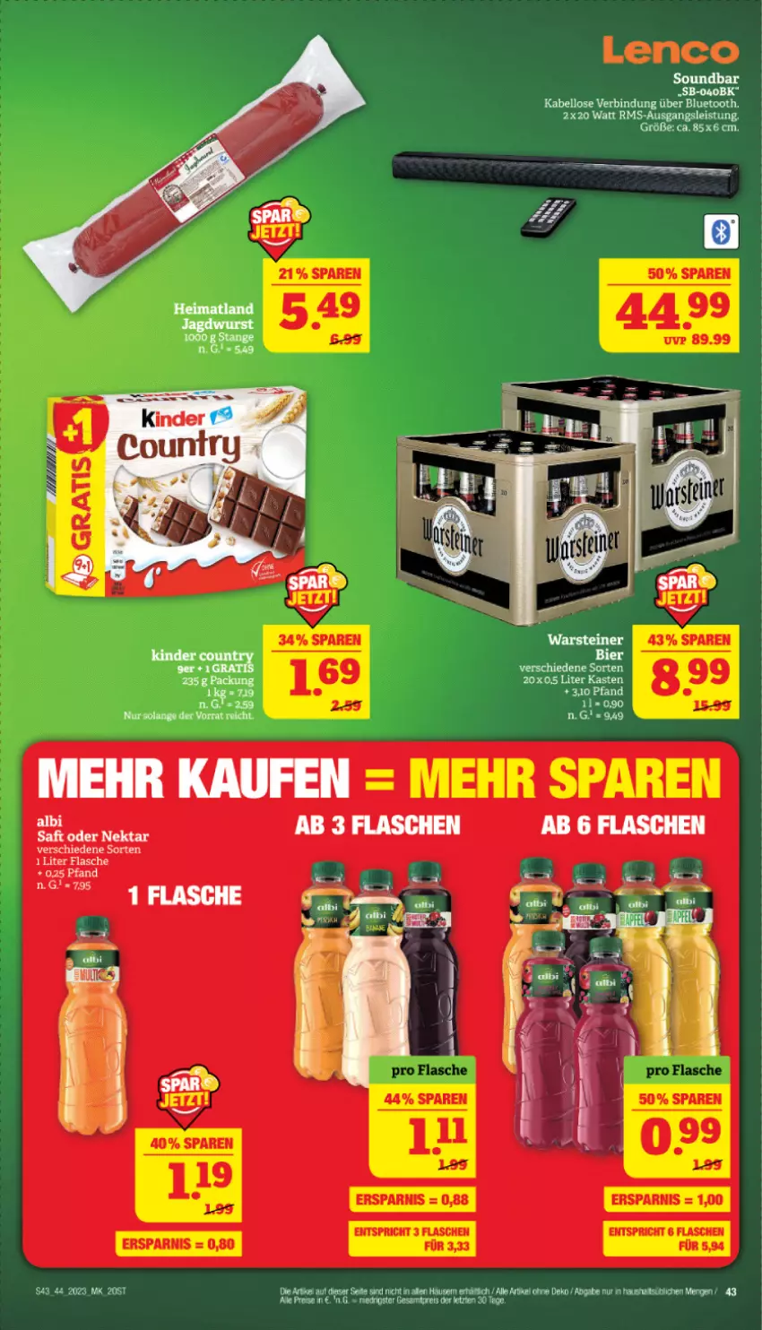 Aktueller Prospekt Marktkauf - Prospekt - von 29.10 bis 04.11.2023 - strona 43 - produkty: bier, eis, flasche, Kinder, Nektar, reis, saft, soundbar, Stier, tee, Thea, Ti, ZTE