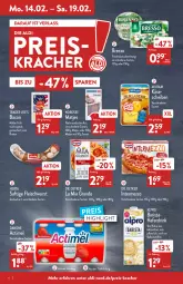 Gazetka promocyjna Aldi Nord - Aldi-Aktuell - Gazetka - ważna od 19.02 do 19.02.2022 - strona 6 - produkty: actimel, aldi, alpro, aus der tiefkühlung, bacon, ball, braten, bresso, danone, Dr. Oetker, drink, eis, fleisch, fleischwurst, frischkäse, frischkäsezubereitung, hafer, Haferdrink, herta, intermezzo, Käse, käsescheiben, kracher, matjes, milram, natur, Nordsee, reis, saft, sauce, Speck, Ti, wurst