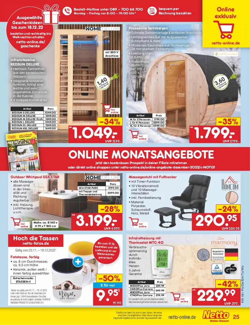 Aktueller Prospekt Netto Marken-Discount - Filial-Angebote - von 05.12 bis 10.12.2022 - strona 27 - produkty: angebot, angebote, eimer, eis, elle, fernbedienung, gin, gutschein, hocker, Holz, Jura, messer, Mode, natur, ndk, Ofen, pool, Rauch, reis, Ria, ring, rum, Spektrum, stuhl, tasse, thermostat, Ti, timer, uhr, weihnachten, Whirlpool, ZTE