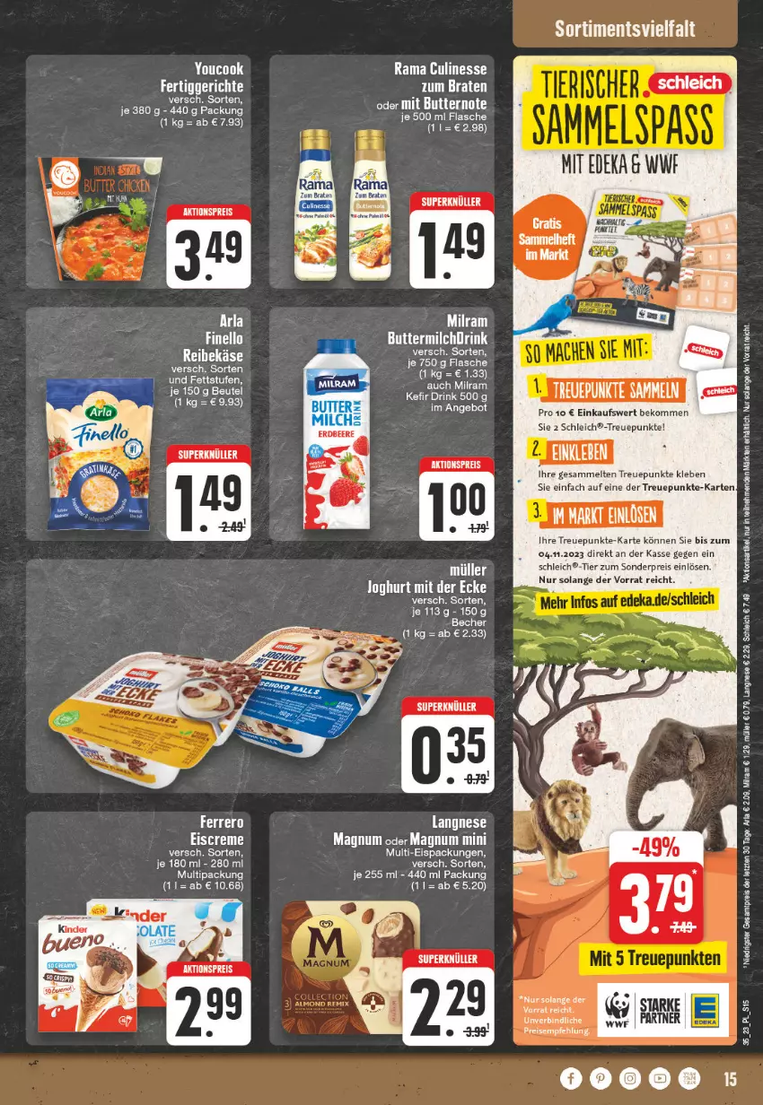 Aktueller Prospekt E Center - Angebote der Woche - von 28.08 bis 02.09.2023 - strona 15 - produkty: aktionspreis, angebot, arla, Becher, beere, beko, Bose, braten, butter, culinesse, drink, eis, ente, erdbeere, ferrero, flasche, joghur, joghurt, joghurt mit der ecke, Käse, Kefir, langnese, magnum, Magnum Mini, milram, Müller, rama, Rama Culinesse, Reibekäse, reis, Schleich, tee, Ti, Yo, YouCook, ZTE