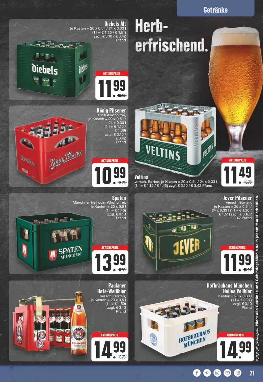 Aktueller Prospekt E Center - Angebote der Woche - von 28.08 bis 02.09.2023 - strona 21 - produkty: aktionspreis, alkohol, bier, eis, elle, erde, getränk, getränke, Paula, paulaner, reis, Spaten, Ti, ZTE