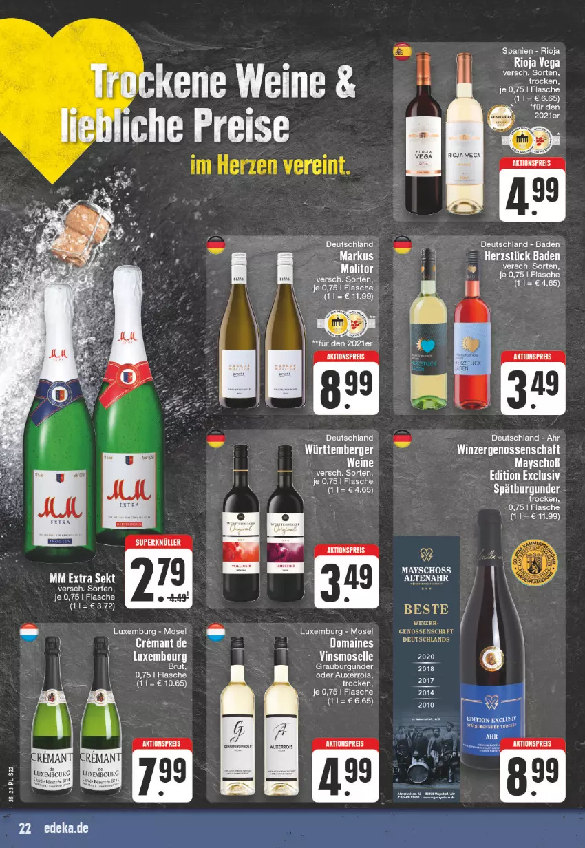 Aktueller Prospekt E Center - Angebote der Woche - von 28.08 bis 02.09.2023 - strona 22 - produkty: aktionspreis, Bad, Berger, burgunder, eis, elle, flasche, grauburgunder, mm extra, reis, rioja, sekt, spätburgunder, Ti, wein, weine