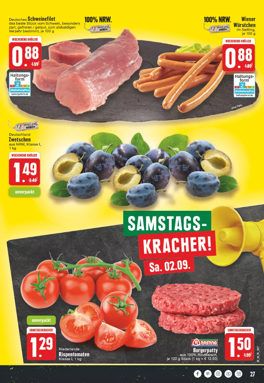 Aktueller Prospekt E Center - Angebote der Woche - von 28.08 bis 02.09.2023 - strona 27 - produkty: burger, ente, kracher