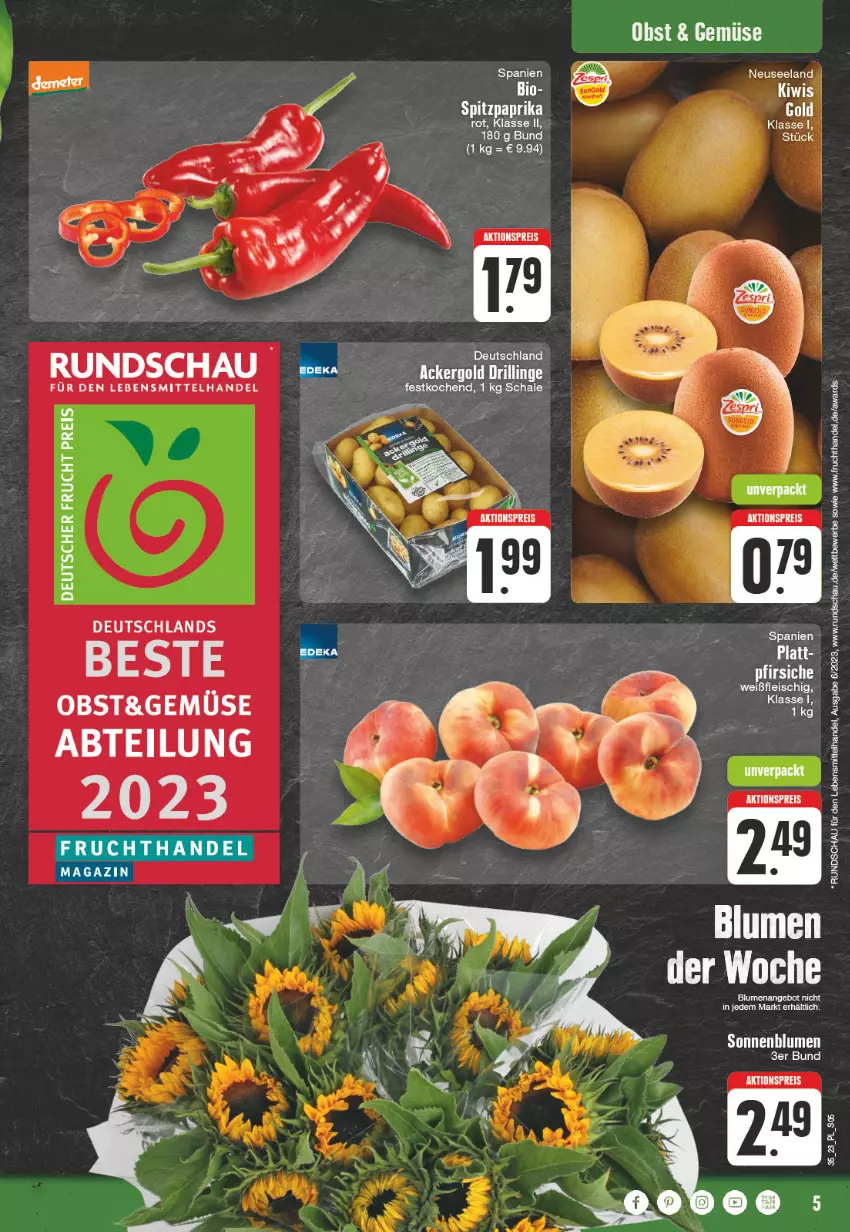 Aktueller Prospekt E Center - Angebote der Woche - von 28.08 bis 02.09.2023 - strona 5 - produkty: aktionspreis, angebot, blume, blumen, eis, erde, frucht, lebensmittel, obst, paprika, reis, Schal, Schale, sonnenblume, sonnenblumen, Spitzpaprika, Ti