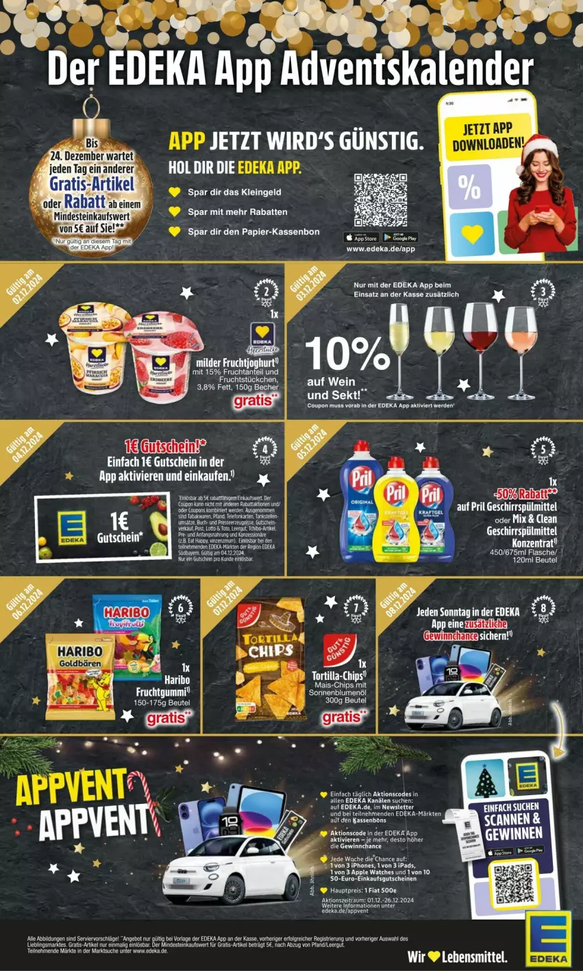 Aktueller Prospekt Edeka - Prospekte - von 02.12 bis 09.12.2024 - strona 2 - produkty: angebot, Apple, Apple Watch, Becher, bett, beutel, chips, deka, eier, flasche, frucht, gutschein, gutscheine, ipad, iphone, lebensmittel, LG, mais, papier, tee, Ti, Tiere, wein