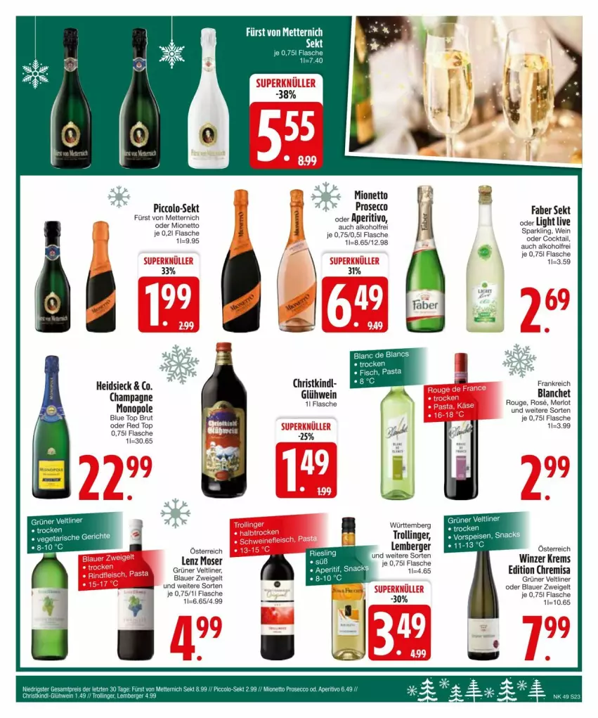 Aktueller Prospekt Edeka - Prospekte - von 02.12 bis 09.12.2024 - strona 25 - produkty: alkohol, auer, Berger, blauer zweigelt, brut, champagne, cocktail, flasche, fürst von metternich, Glühwein, grüner veltliner, Lenz Moser, merl, merlot, Mett, metternich, mionetto, moser, ring, rouge, sekt, Ti, trolli, trollinger, wein, Yo, Zweigelt