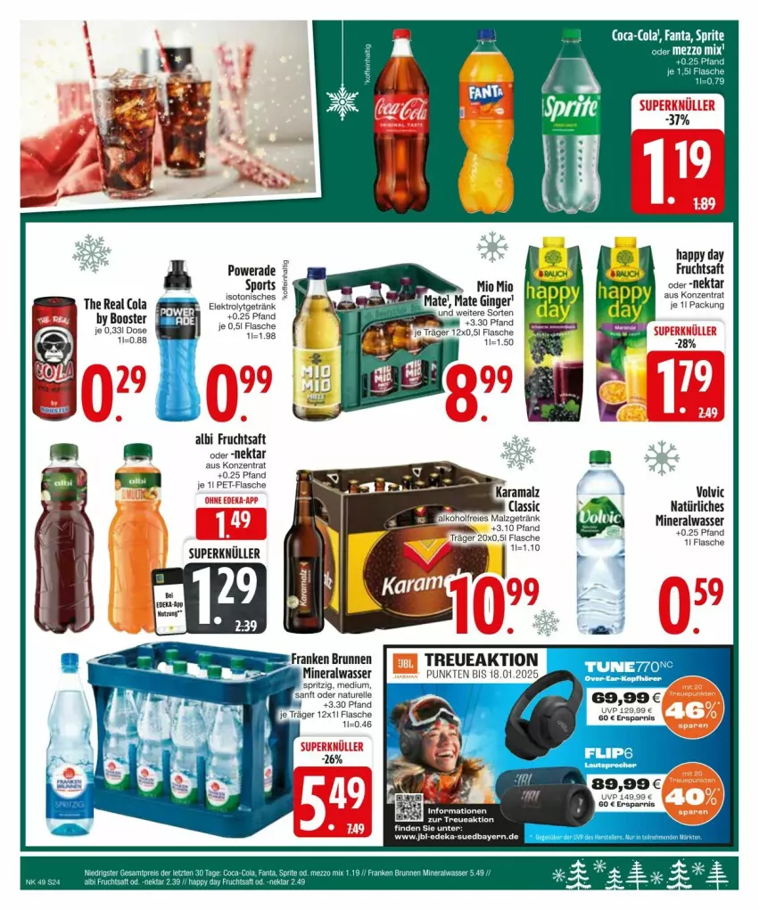 Aktueller Prospekt Edeka - Prospekte - von 02.12 bis 09.12.2024 - strona 26 - produkty: Alwa, coca-cola, cola, Elektro, elle, fanta, flasche, frucht, fruchtsaft, getränk, Happy Day, malz, mineralwasser, natur, Nektar, pet-flasche, rel, saft, Sport, sprite, volvic, wasser