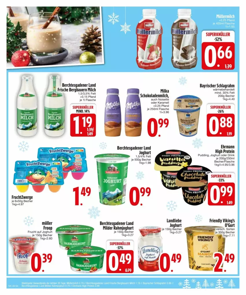 Aktueller Prospekt Edeka - Prospekte - von 02.12 bis 09.12.2024 - strona 6 - produkty: auer, Bau, Bauer, Becher, drink, ehrmann, flasche, froop, frucht, fruchtzwerge, joghur, joghurt, karamell, milch, milka, Müller, pudding, rahmjoghurt, schlagrahm, schoko, schokolade, schokoladen