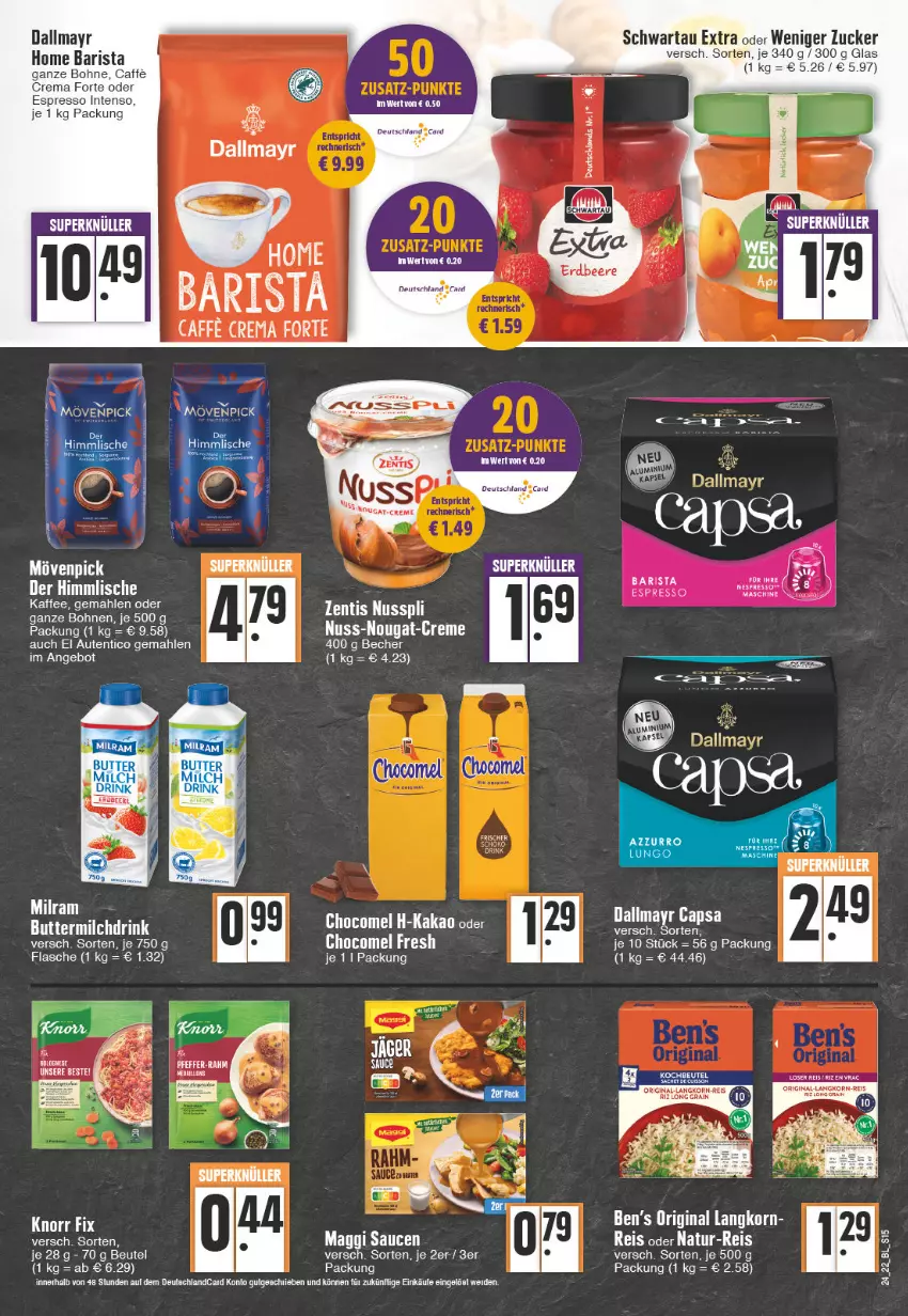 Aktueller Prospekt Edeka - Angebote der Woche - von 13.06 bis 18.06.2022 - strona 15 - produkty: angebot, Becher, beere, Ben’s Original, beutel, bohne, bohnen, caffe, Cap, creme, dallmayr, dallmayr capsa, drink, eis, erdbeere, espresso, flasche, gin, intenso, kaffee, kakao, korn, maggi, milram, natur, natur-reis, nuss, nuss-nougat-creme, oder espresso, reis, sauce, saucen, Schwartau, Ti, zucker