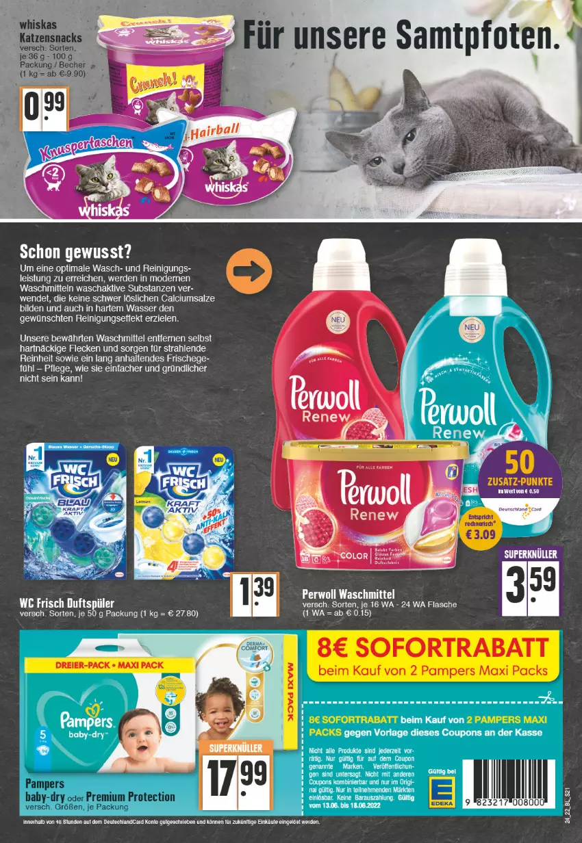 Aktueller Prospekt Edeka - Angebote der Woche - von 13.06 bis 18.06.2022 - strona 21 - produkty: Becher, Calcium, coupon, coupons, deutschlandcard, eis, erde, flasche, Mode, pampers, Reinigung, salz, sofortrabatt, tee, Ti, waschmittel, wasser