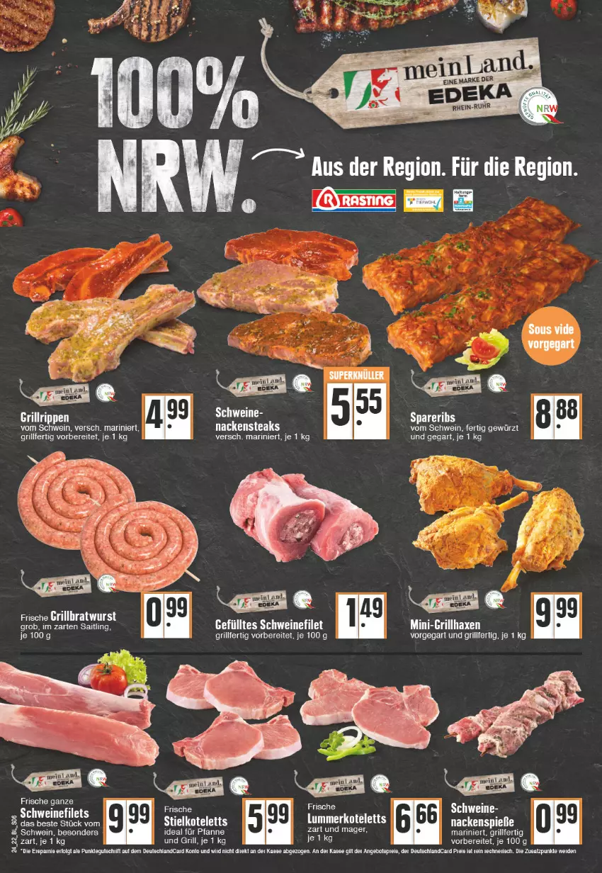 Aktueller Prospekt Edeka - Angebote der Woche - von 13.06 bis 18.06.2022 - strona 6 - produkty: axe, gewürz, grill, grillhaxe, Haxe, Kette, kotelett, LG, Nackensteak, nackensteaks, pfanne, schwein, schweine, spareribs, steak, steaks, Ti, wein, weine