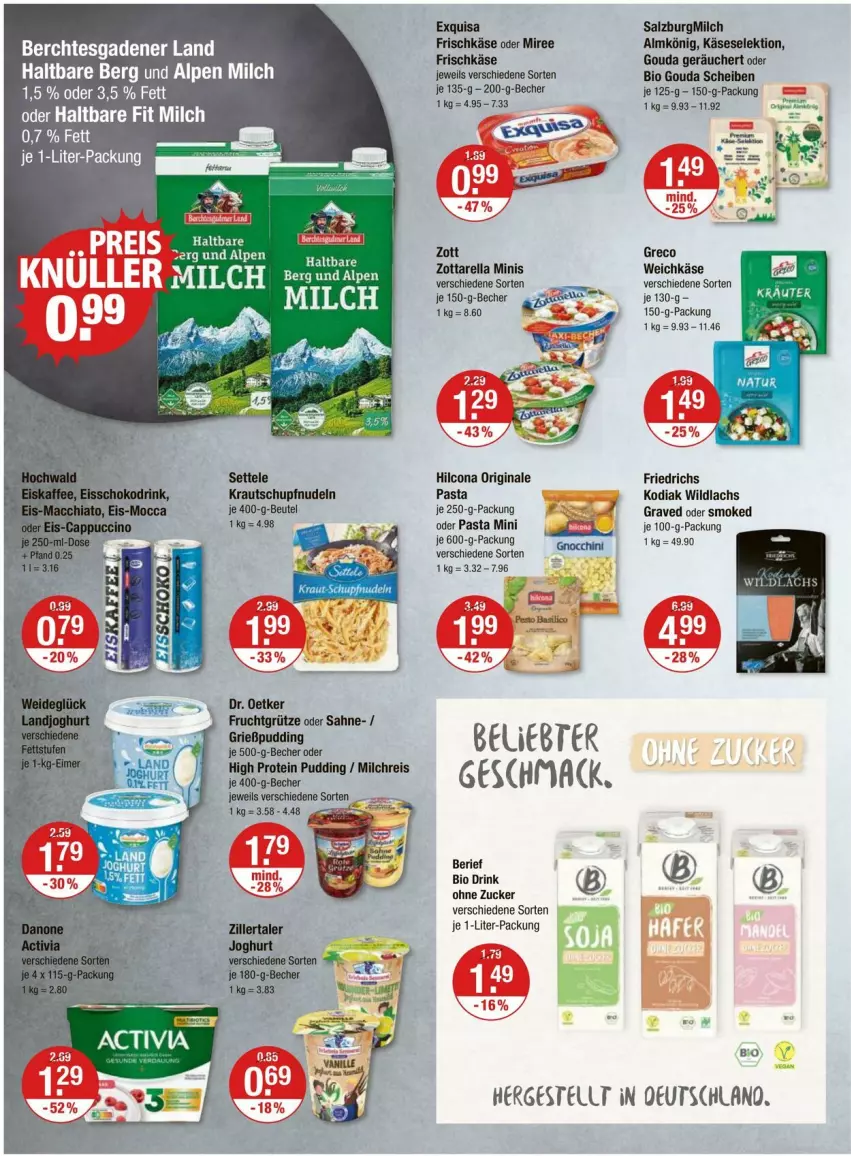 Aktueller Prospekt Vmarkt - Prospekte - von 11.07 bis 17.07.2024 - strona 6 - produkty: Almkönig, basilico, Becher, beutel, bio, Dr. Oetker, drink, eis, Engel, exquisa, exquisa frischkäse, frischkäse, frucht, fruchtgrütze, gin, gouda, Grießpudding, grütze, hilcona, je 250-g-packung, Käse, Kraut, lachs, mac, milch, milchreis, miree, nudel, nudeln, pasta, pesto, pudding, reis, rel, sahne, salz, SalzburgMilch, Ti, weichkäse, Wild, wildlachs, zott, zottarella, zottarella minis, zucker