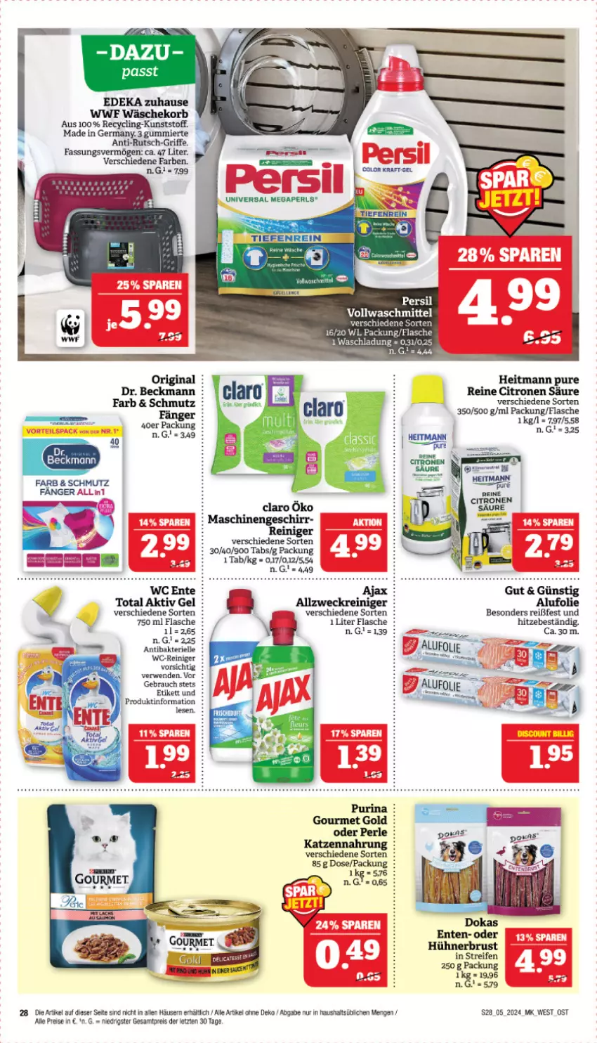 Aktueller Prospekt Marktkauf - Prospekt - von 28.01 bis 03.02.2024 - strona 28 - produkty: ajax, aktiv gel, Clin, Dr. Beckmann, eis, elle, ente, flasche, Germ, gin, gourmet gold, heitmann, hühner, katzennahrung, purina, Rauch, reifen, reiniger, reis, rwe, Ti, wc-reiniger, ZTE