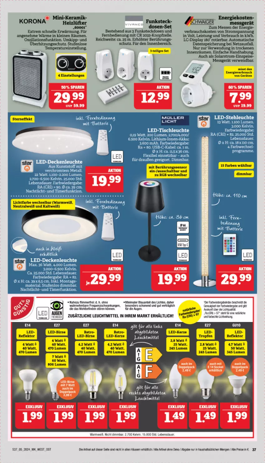 Aktueller Prospekt Marktkauf - Prospekt - von 28.01 bis 03.02.2024 - strona 37 - produkty: auto, bett, eis, elle, fernbedienung, leine, leuchtmittel, Rauch, reis, rwe, steckdose, Ti, tisch, überhitzungsschutz