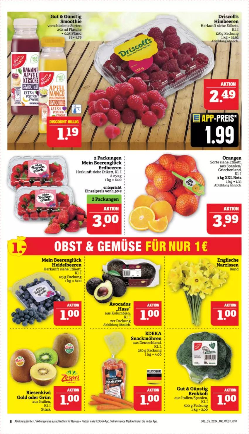 Aktueller Prospekt Marktkauf - Prospekt - von 28.01 bis 03.02.2024 - strona 8 - produkty: aktionspreis, avocado, avocados, beere, beeren, deka, driscoll's, eis, erdbeere, erdbeeren, heidelbeere, heidelbeeren, himbeer, himbeere, himbeeren, möhren, nuss, reis, smoothie, snack, Ti