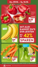 Gazetka promocyjna Aldi Nord - Von Montag - Gazetka - ważna od 14.10 do 14.10.2023 - strona 2 - produkty: aldi, angebot, banane, bananen, beutel, eis, fleisch, möhren, paprika, paprika rot, Schal, Schale, speisemöhren, suppe, suppen, suppenfleisch, Ti, ZTE