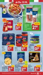 Gazetka promocyjna Aldi Nord - Von Montag - Gazetka - ważna od 14.10 do 14.10.2023 - strona 25 - produkty: aus der tiefkühlung, barilla, bier, cin, elle, genovese, gin, grana, grana padano, Holz, milch, Ofen, padano, pasta, pesto, pizza, Rana, salami, sauce, teller, Ti, torte, tortelloni, ZTE