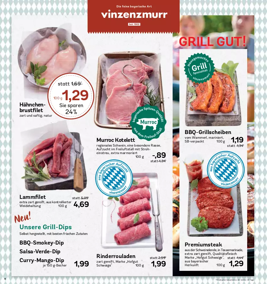 Aktueller Prospekt Aez - Prospekte - von 03.07 bis 08.07.2023 - strona 4 - produkty: Becher, brustfilet, curry, dip, eis, erde, filet, fleisch, grill, hähnchenbrust, hähnchenbrustfilet, hofgut, kotelett, lamm, mango, marinade, merl, natur, reis, rind, rinder, Rinderroulade, rinderrouladen, rouladen, saft, Salsa, schwein, schweine, steak, Ti, trolli, wein, weine, ZTE