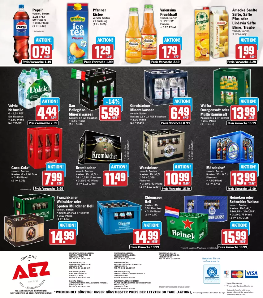 Aktueller Prospekt Aez - Prospekte - von 28.09 bis 02.10.2026 - strona 16 - produkty: AEZ, Alwa, amecke, bier, buch, coca-cola, cola, drucker, eis, eistee, elle, Engel, ente, flasche, franziskaner, frucht, fruchtsaft, Germ, gerolsteine, gerolsteiner, heineken, kerze, krombache, krombacher, mineralwasser, mönchshof, Multivitaminsaft, natur, orange, orangen, orangensaft, pepsi, perla, pfanne, Pfanner, reis, rel, ring, rum, saft, säfte, san pellegrino, Spaten, steiner, tee, teller, Ti, uhr, valensina, vita, volvic, warsteiner, wasser, weissbier, ZTE