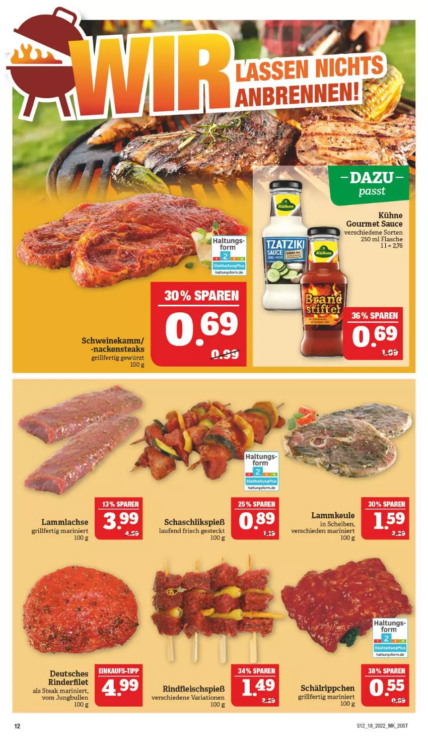 Aktueller Prospekt Marktkauf - Prospekt - von 01.05 bis 07.05.2022 - strona 12 - produkty: eis, filet, flasche, fleisch, gewürz, grill, jungbullen, Kühne, lachs, lamm, lammkeule, lammlachse, Laufen, Nackensteak, nackensteaks, Ria, rind, rinder, rinderfilet, rindfleisch, sauce, schwein, schweine, steak, steaks, Ti, wein, weine