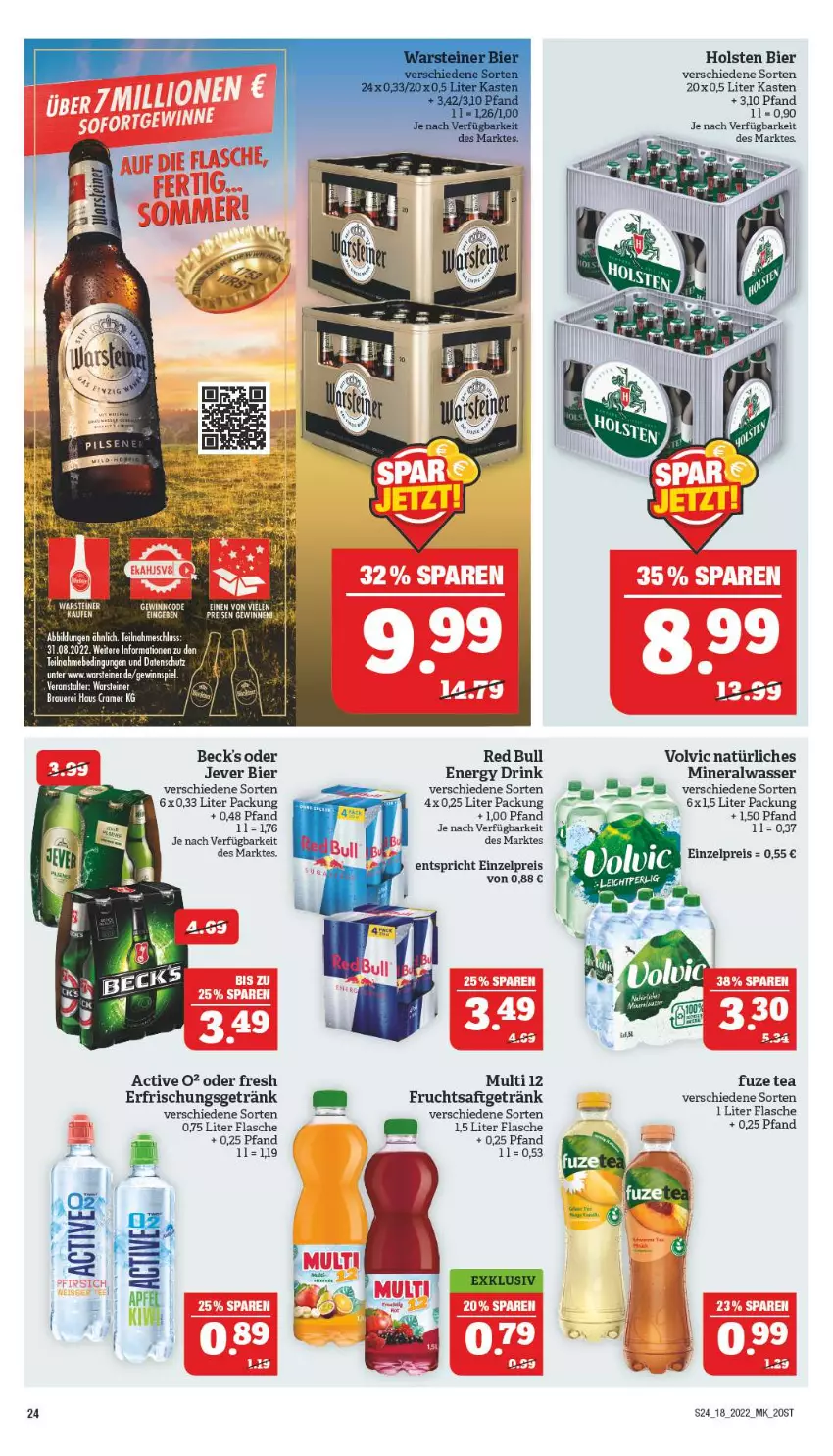 Aktueller Prospekt Marktkauf - Prospekt - von 01.05 bis 07.05.2022 - strona 23 - produkty: Alwa, auer, beck's, bier, drink, eis, energy drink, erfrischungsgetränk, flasche, frucht, fruchtsaft, fruchtsaftgetränk, fuzetea, getränk, holsten, jever, leine, mineralwasser, red bull, reis, saft, steiner, Ti, volvic, volvic natürliches, warsteiner, wasser