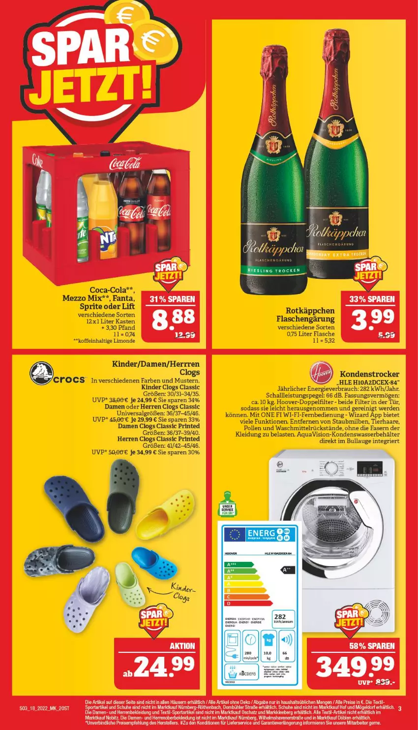 Aktueller Prospekt Marktkauf - Prospekt - von 01.05 bis 07.05.2022 - strona 3 - produkty: aqua, Behälter, Clogs, coca-cola, cola, eis, erde, fanta, fernbedienung, flasche, hoover, Kinder, kleid, Kleidung, LG, limo, Mezzo Mix, Rauch, reis, rotkäppchen, Schal, schuhe, Soda, Sport, sprite, Ti, waschmittel, wasser