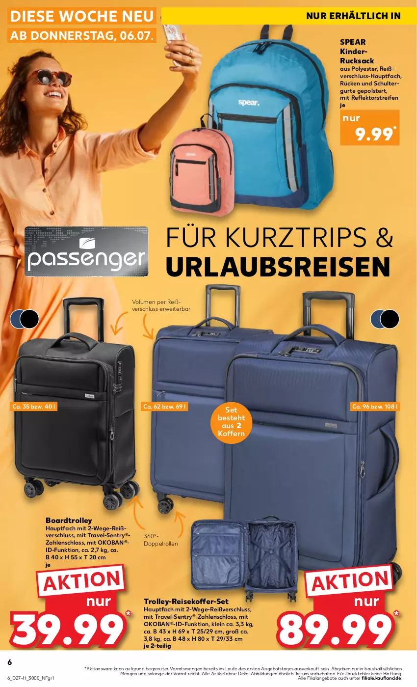 Aktueller Prospekt Kaufland - Extra-Angebote - von 06.07 bis 12.07.2023 - strona 6 - produkty: angebot, angebote, eis, Kinder, Kinderrucksack, koffer, reifen, reis, rucksack, rwe, sac, schultergurt, Ti, trolley, ZTE