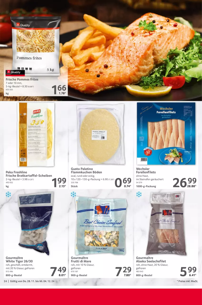 Aktueller Prospekt Selgros - Food - von 28.11 bis 04.12.2024 - strona 24 - produkty: beutel, eis, elle, filet, filets, flammkuchen, forelle, frutti di mare, kuchen, lachs, lachsfilet, lamm, Ofen, pommes, Pommes Frites, reis, rel, seelachsfilet, steinofen, Ti