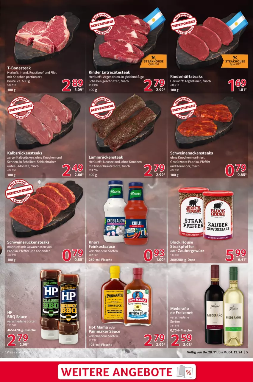 Aktueller Prospekt Selgros - Food - von 28.11 bis 04.12.2024 - strona 5 - produkty: angebot, angebote, beef, beutel, chili, Elan, filet, gewürz, Koriander, kräuter, kräutern, lamm, Lammrücken, Nackensteak, nackensteaks, Nestea, paprika, pfeffer, Ria, rind, rinder, roastbeef, Rückensteak, rückensteaks, schnitten, schwein, schweine, schweinenacken, steak, steaks, tee, Ti, wein, weine