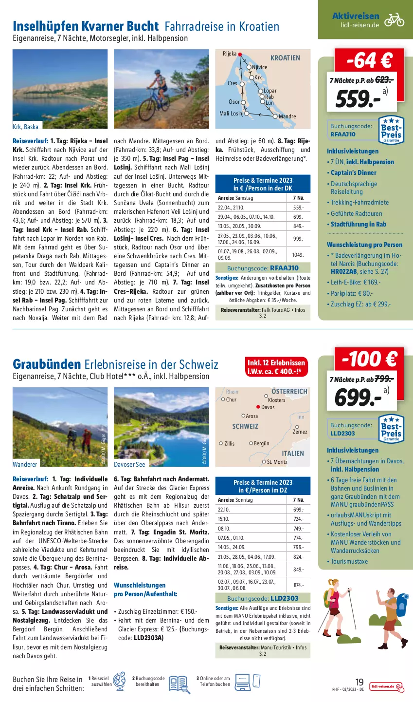 Aktueller Prospekt Lidl - Monatliche Reise-Highlights - von 01.03 bis 31.03.2023 - strona 19 - produkty: axe, Bad, buch, Cap, decke, deutschsprachige reiseleitung, E-Bike, eis, elle, Fahrrad, inklusivleistungen, kurtaxe, laterne, LG, natur, reis, reiseveranstalter, reiseverlauf, resa, rwe, telefon, Ti, tisch, wasser