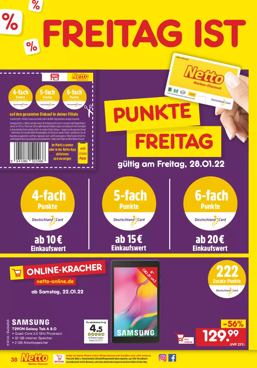 Aktueller Prospekt Netto Marken-Discount - Filial-Angebote - von 24.01 bis 29.01.2022 - strona 38 - produkty: buch, coupon, deutschlandcard, discount, eduscho, eis, erde, guthabenkarte, gutschein, gutscheine, mac, marken-discount, milch, ndk, quad, Rauch, reis, Tchibo, Ti, versandkostenfrei