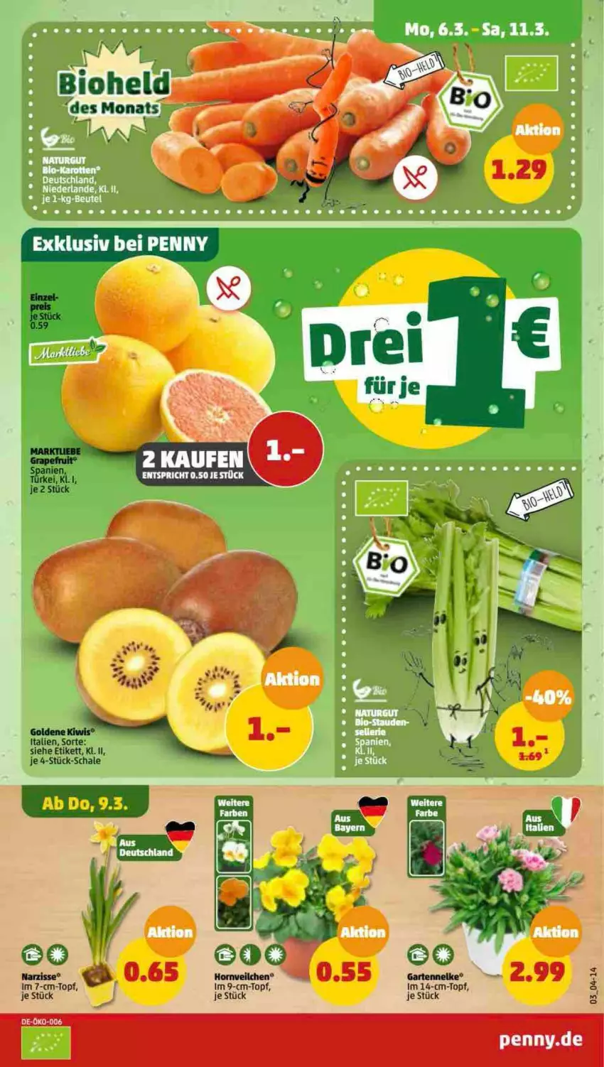 Aktueller Prospekt Penny - Prospekte - von 06.03 bis 11.03.2023 - strona 3 - produkty: bio, kiwi, Schal, Schale, Ti