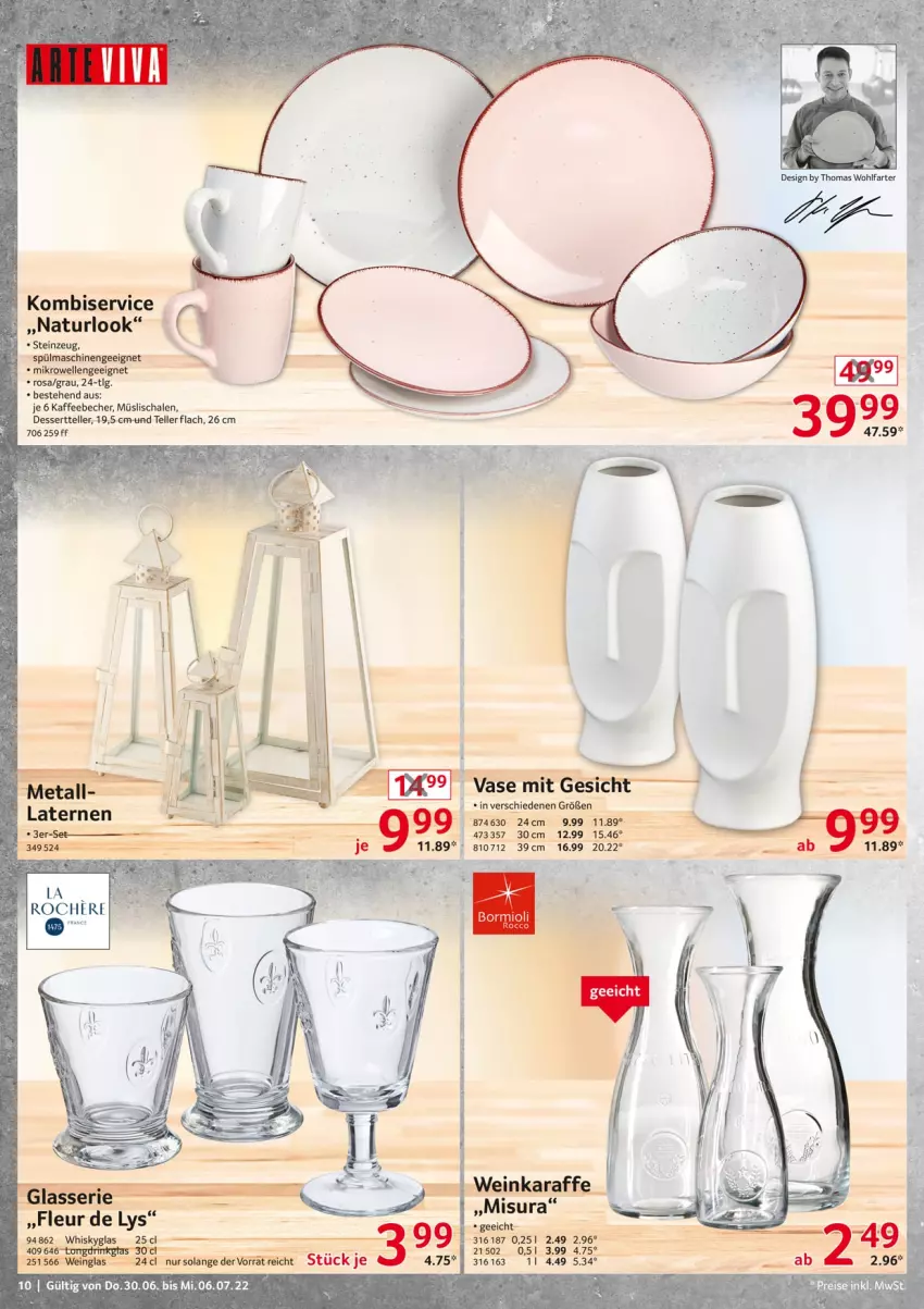 Aktueller Prospekt Selgros - Nonfood - von 30.06 bis 06.07.2022 - strona 10 - produkty: Becher, dessert, Dessertteller, elle, kaffee, kaffeebecher, Kombiservice, laterne, müsli, Müslischale, natur, Schal, Schale, teller, wein