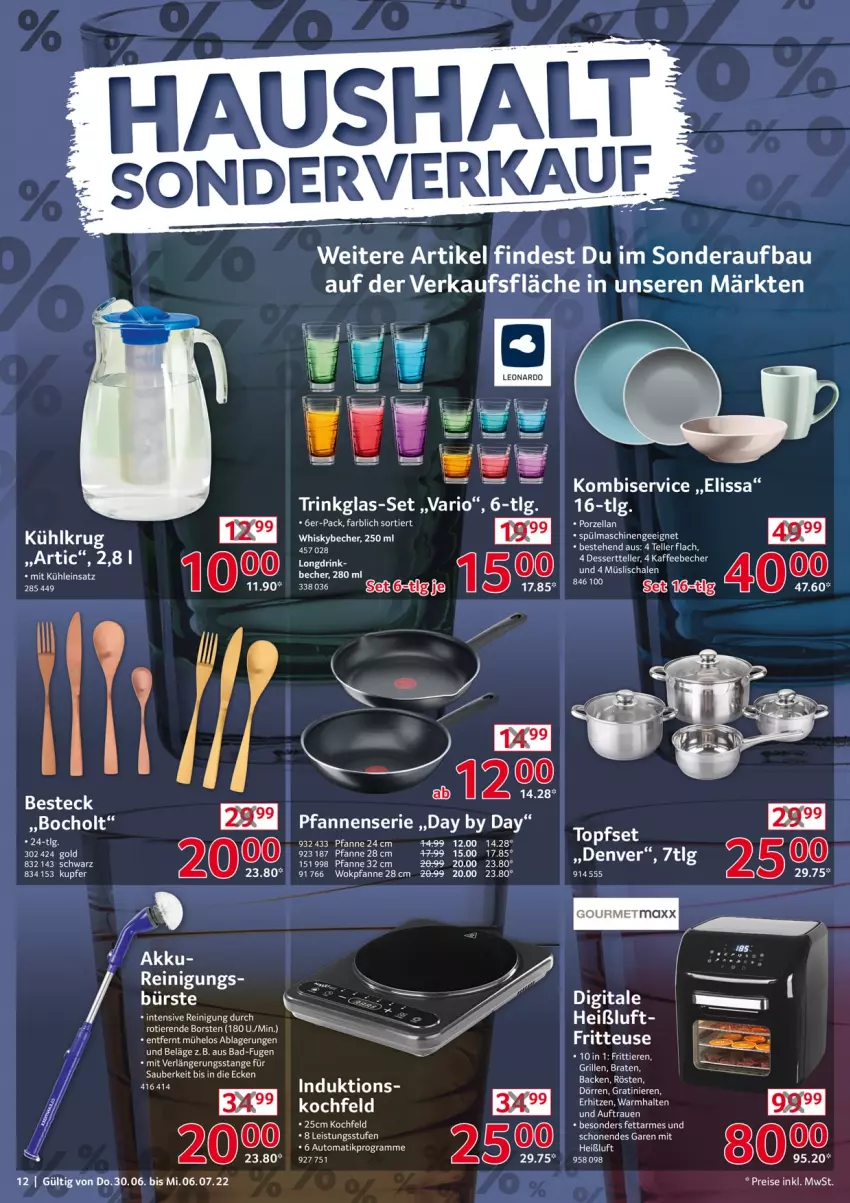 Aktueller Prospekt Selgros - Nonfood - von 30.06 bis 06.07.2022 - strona 12 - produkty: Bad, Bau, Becher, besteck, dessert, Dessertteller, drink, eier, eis, elle, ente, fritteuse, kaffee, kaffeebecher, kochfeld, Kombiservice, leonardo, LG, müsli, Müslischale, pfanne, pfannen, Reinigung, reis, Schal, Schale, spülmaschinen, teller, Ti, Tiere, whisky, Whiskybecher, wok