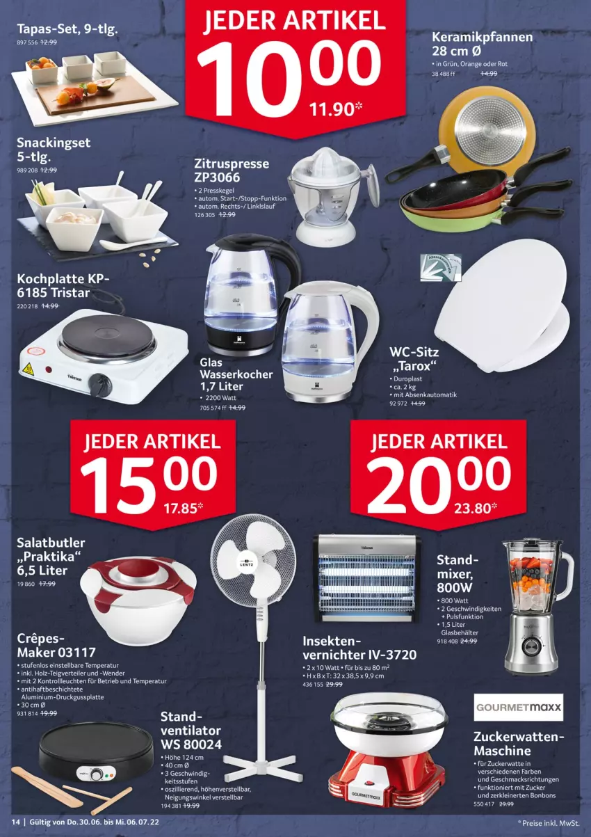 Aktueller Prospekt Selgros - Nonfood - von 30.06 bis 06.07.2022 - strona 14 - produkty: auto, bonbons, ente, gsw, Holz, HP, latte, leine, Leuchte, leuchten, LG, mac, Mixer, orange, salat, sekt, snack, Tapas, Ti, Zitruspresse, zucker