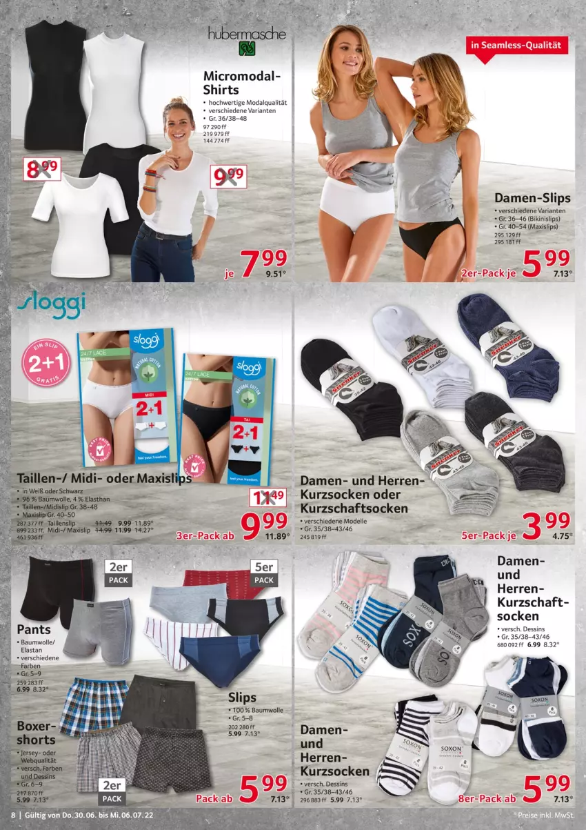 Aktueller Prospekt Selgros - Nonfood - von 30.06 bis 06.07.2022 - strona 8 - produkty: Bau, baumwolle, bikini, Damen-Slip, damen-slips, dell, elle, Mode, Ria, shirt, shirts, shorts, slip, slips, socken, Taillenslip, Ti, wolle