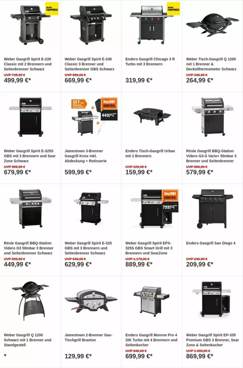 Aktueller Prospekt Obi - Prospekte - von 01.08 bis 09.08.2023 - strona 14 - produkty: decke, Deckel, enders, gasgrill, grill, Kocher, rösle, thermometer, Ti, tisch, tischgrill, weber