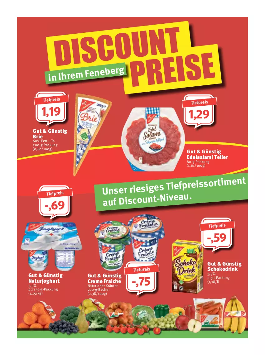 Aktueller Prospekt Feneberg - Prospekte - von 24.03 bis 26.03.2022 - strona 11 - produkty: Becher, brie, creme, drink, Edelsalami, eis, elle, joghur, joghurt, kräuter, natur, naturjoghurt, oder kräuter, reis, salami, schoko, teller, Ti, tiefpreis