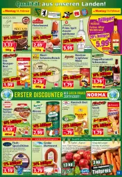 Gazetka promocyjna Norma - Norma - Gazetka - ważna od 21.02 do 21.02.2022 - strona 11 - produkty: ball, bier, Brock, brot, burger, creme, eis, elle, ente, fisch, Fischspezialitäten, flasche, fleisch, fleischwurst, Garten, gin, gulasch, Gulaschsuppe, hering, Herings, Heringshappen, hühner, Hühnersuppe, karamell, karotten, knoblauch, kühlregal, marzipan, matjes, Mett, mettwurst, milch, mint, mit knoblauch, obst, regal, reis, rezept, rind, ring, russisch brot, sac, saft, Schal, Schale, schoko, schwein, schweine, schweinefleisch, Schweinefleisch im eigenen Saft, snack, Spezi, suppe, suppen, terrine, Ti, tiefpreis, vita, wein, weinbrand, weine, wiener, Wild, Wildschwein, wurst