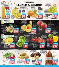 Gazetka promocyjna Hit - Wochenprospekt - Gazetka - ważna od 21.12 do 21.12.2024 - strona 2 - produkty: aus dem kühlregal, banane, bananen, bio, bio hit, braten, chiquita, clementinen, eis, flasche, fleisch, frucht, fruchtfleisch, glasflasche, grill, ilag, ingwer, kartoffel, kartoffeln, kühlregal, Lauchzwiebel, lauchzwiebeln, mac, natur, naturland, navelina, nuss, orange, orangen, paprika, Pink Lady, radieschen, Rauch, regal, reis, rwe, saft, salat, salatherzen, Schal, Schale, snack, speisekartoffeln, strauchtomaten, tafeltrauben, Ti, tisch, tomate, tomaten, trauben, true fruits, walnuss, zitrone, zitronen, ZTE, zucker, zwiebel, zwiebeln