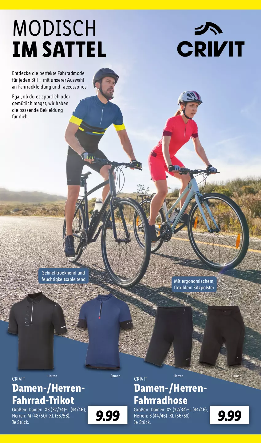 Aktueller Prospekt Lidl - Fahrrad Magazin 2023 - von 03.06 bis 18.06.2023 - strona 14 - produkty: ACC, accessoires, crivit, decke, Fahrrad, hose, kleid, Kleidung, Mode, sattel, Sport, Ti, Trikot