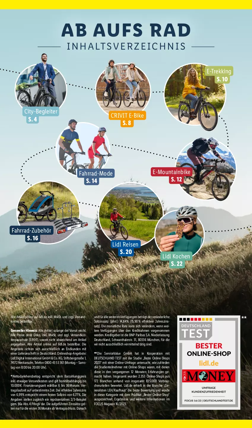 Aktueller Prospekt Lidl - Fahrrad Magazin 2023 - von 03.06 bis 18.06.2023 - strona 3 - produkty: angebot, angebote, crivit, E-Bike, eis, elle, ente, erde, Fahrrad, mac, magazin, Mode, Mountainbike, ndk, Rauch, reis, rel, Schal, Schale, telefon, Ti, uhr