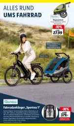 Gazetka promocyjna Lidl - Fahrrad Magazin 2023 - Gazetka - ważna od 18.06 do 18.06.2023 - strona 16 - produkty: Anhänger, Bank, Buggy, elle, erde, Fahrrad, hängematte, insektenschutz, koffer, laufräder, leine, Regenschutz, ring, Schal, Schale, sekt, sitzbank, sonnenschutz, Sport, Ti, wasser