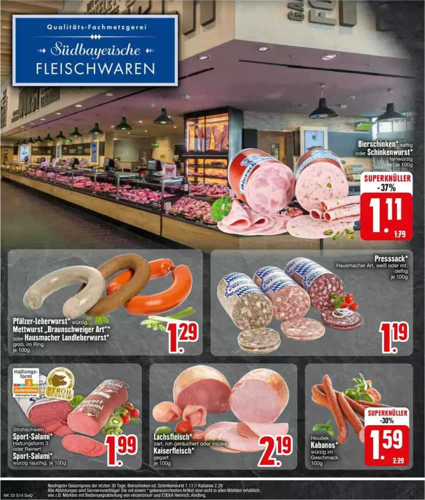 Aktueller Prospekt Edeka - Prospekte - von 12.08 bis 17.08.2024 - strona 16 - produkty: Abtei, bier, bierschinken, braun, deka, eis, fleisch, fleischwaren, Hausmacher, houdek, kabanos, landleberwurst, leberwurst, mac, Mett, mettwurst, presssack, reis, sac, salami, schinken, schinkenwurst, Sport, Ti, wurst, ZTE